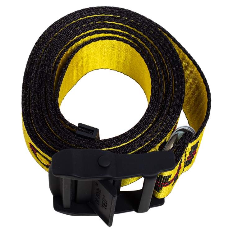 Pre Owned Off-White Yellow/Black Nylon Industrial Belt 200 CM