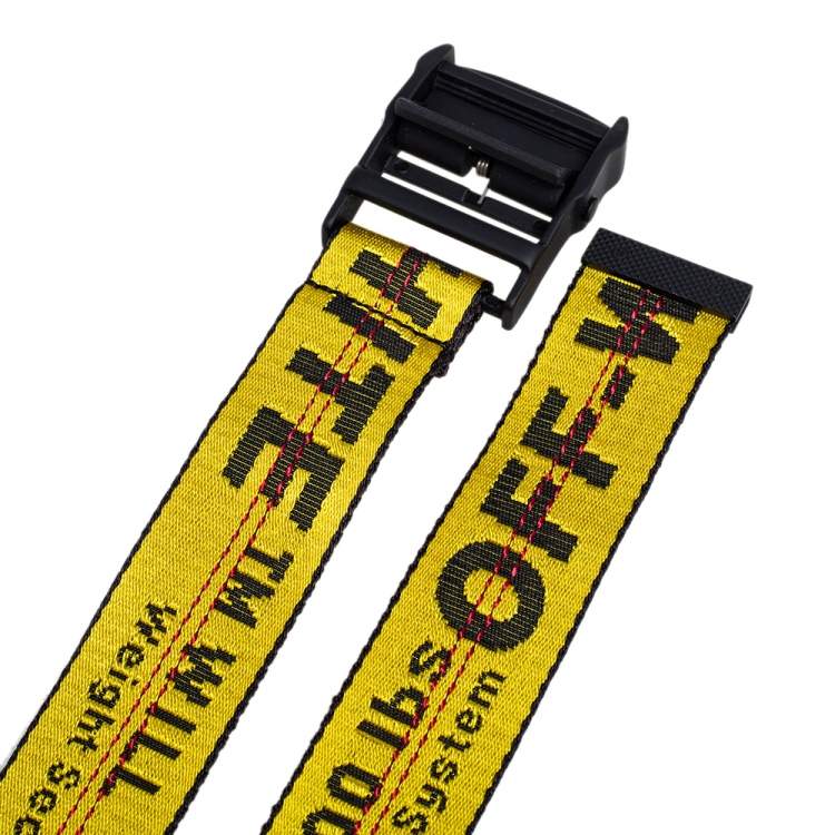 Pre Owned Off-White Yellow/Black Nylon Industrial Belt 200 CM