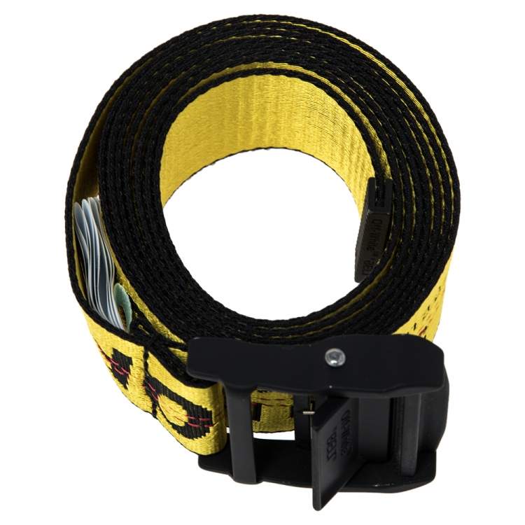 Pre Owned Off-White Yellow/Black Nylon Industrial Belt 200 CM