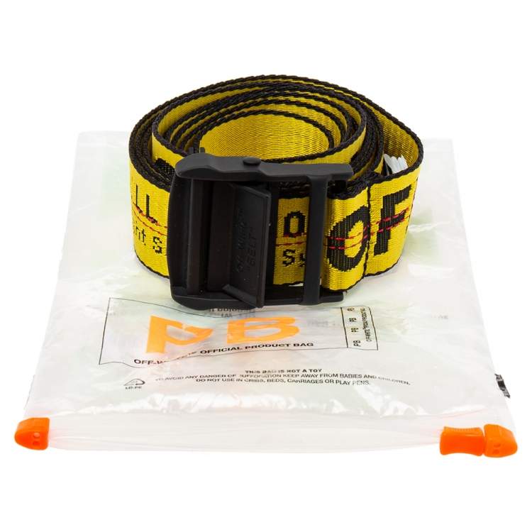 Pre Owned Off-White Yellow/Black Nylon Classic Industrial Belt