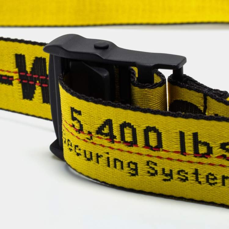 Pre Owned Off-White Yellow/Black Nylon Industrial Belt 200 CM