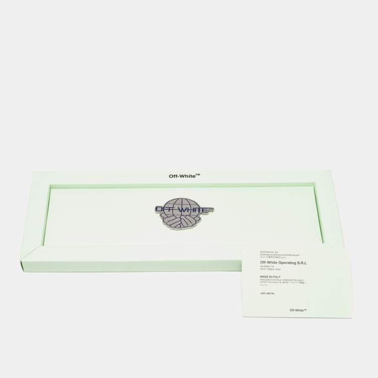 Pre Owned Off-White Silver Tone World Pin Brooch