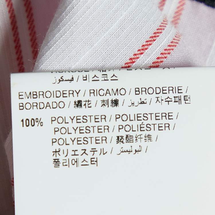 Pre Owned Off-White White Stripe & Embroidered Cotton Blend Shirt Dress S