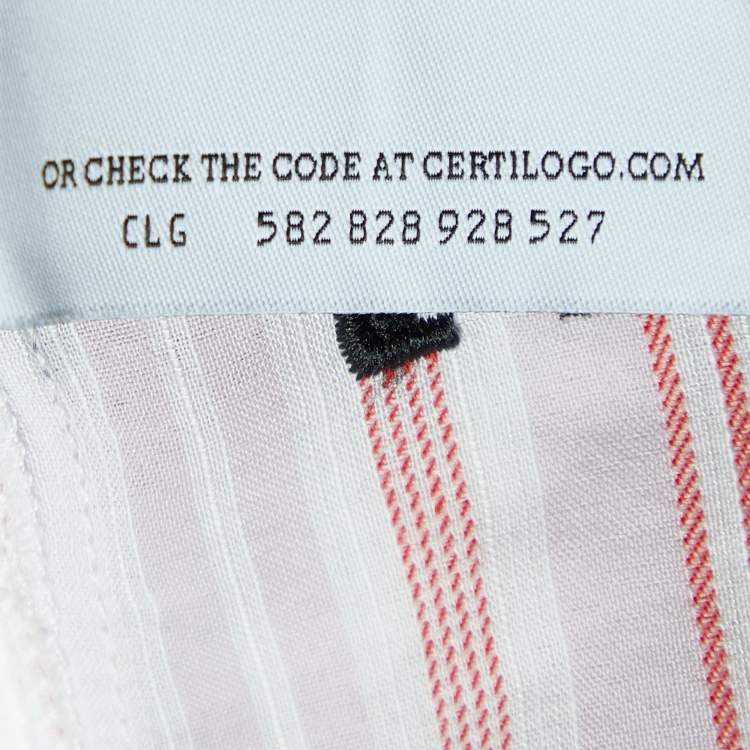 Pre Owned Off-White White Stripe & Embroidered Cotton Blend Shirt Dress S