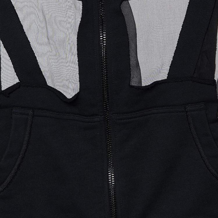 Pre Owned Off-White Black Organza & Knit Hoodie Zip-Up Jacket M