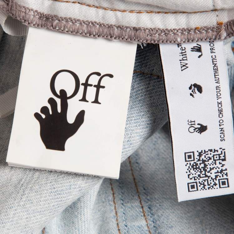 مملوكة مسبقًا Off-White Blue Denim Diag Straight Shorts S