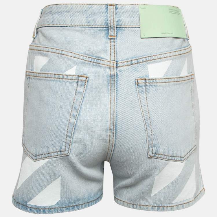 مملوكة مسبقًا Off-White Blue Denim Diag Straight Shorts S