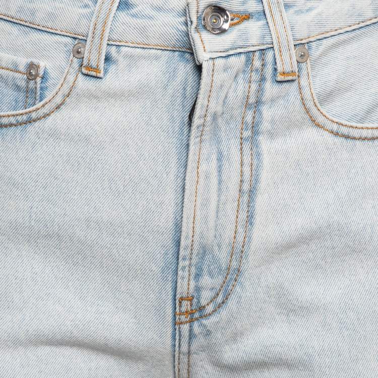 مملوكة مسبقًا Off-White Blue Denim Diag Straight Shorts S