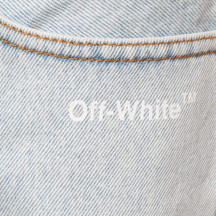 مملوكة مسبقًا Off-White Blue Denim Diag Straight Shorts S
