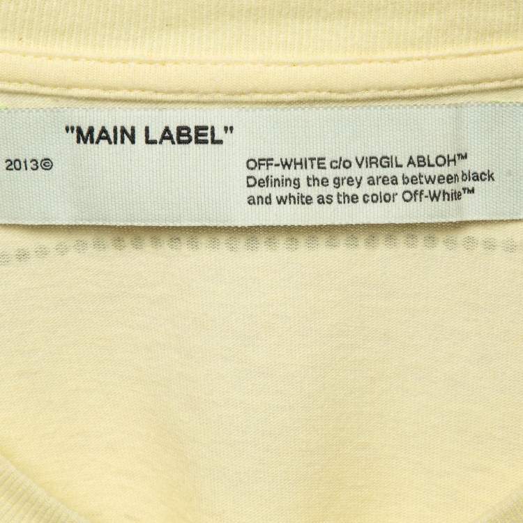 Pre Owned Off-White Yellow Cotton Crystal Logo Embellished T-Shirt S