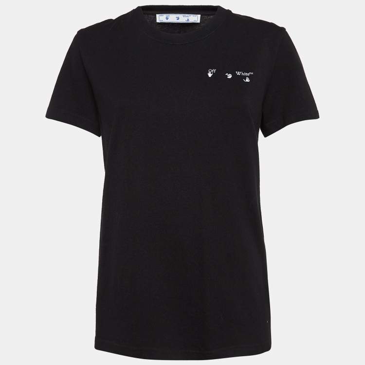 Pre Owned Off-White Black Liquid Melt Arrow Logo Cotton T-Shirt S