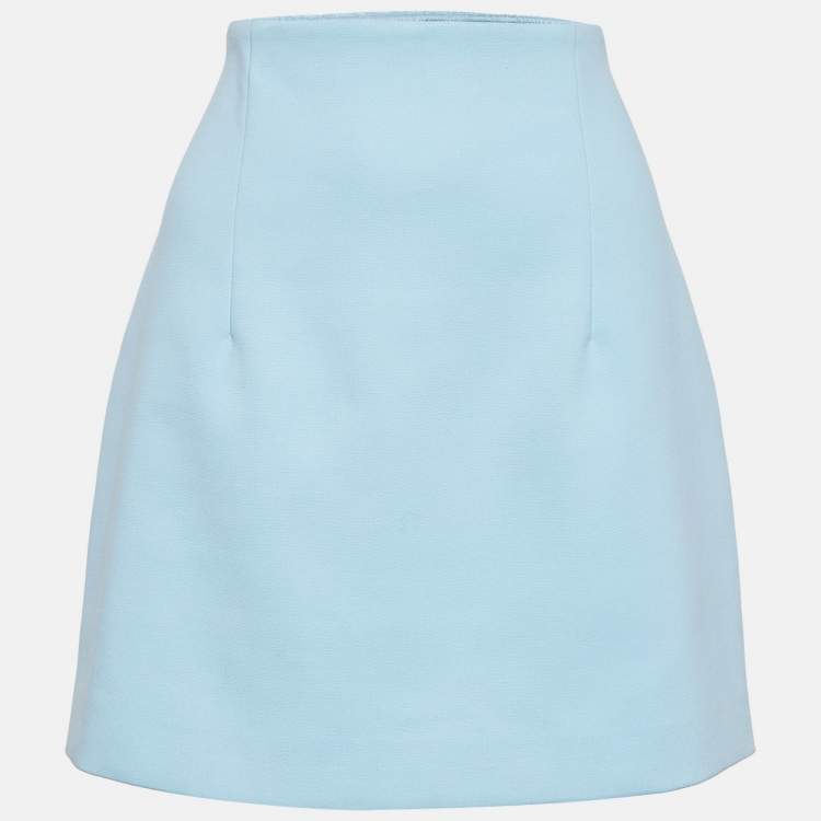 Pre Owned Off-White Blue Crepe Mini Skirt M