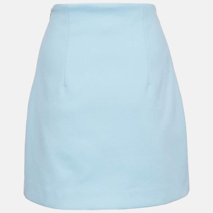 Pre Owned Off-White Blue Crepe Mini Skirt M