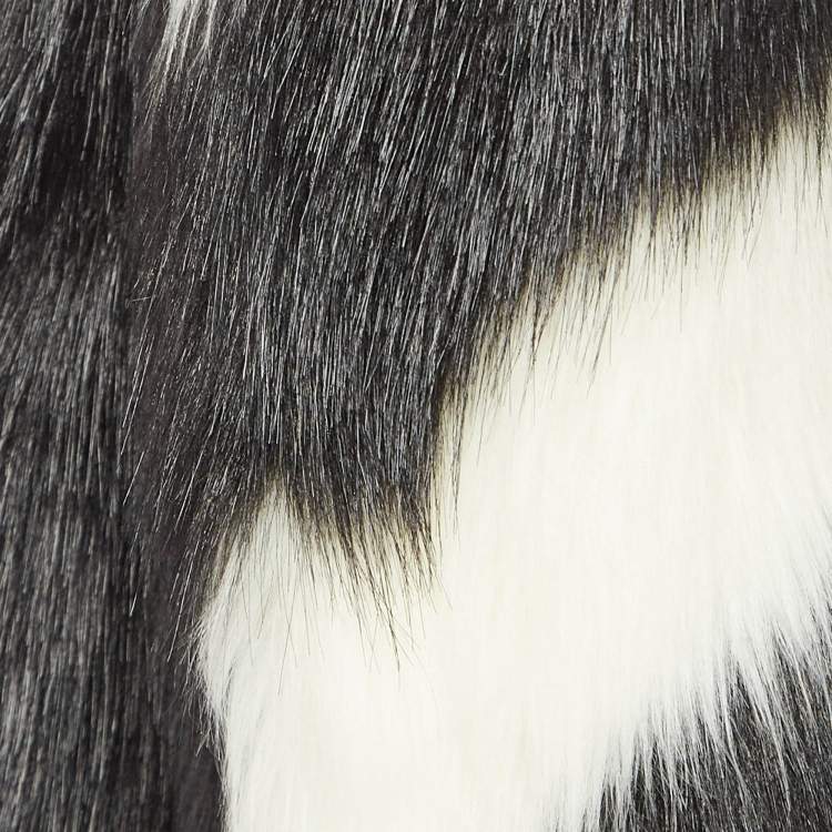 Pre Owned Off-White Black Faux Fur Front Open Overcoat M