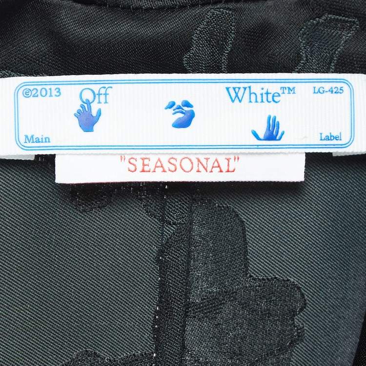 مملوكة مسبقًا Off-White Seasonal Black Satin Jacquard Shirt M