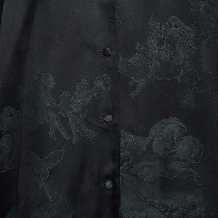 مملوكة مسبقًا Off-White Seasonal Black Satin Jacquard Shirt M