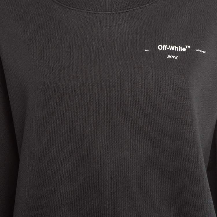 Pre Owned Off-White Black Leaves Arrows Embossed Crewneck Sweatshirt M