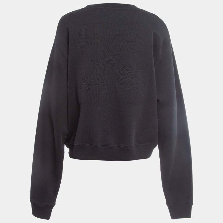 Pre Owned Off-White Black Leaves Arrows Embossed Crewneck Sweatshirt M