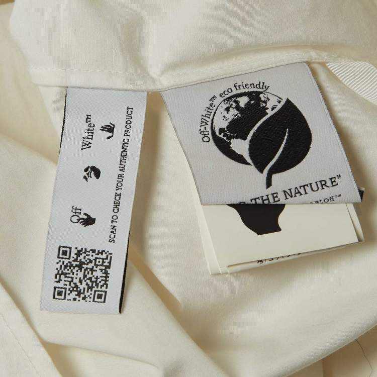 Pre Owned Off-White White Cotton Pleated Button Front Short Dress M