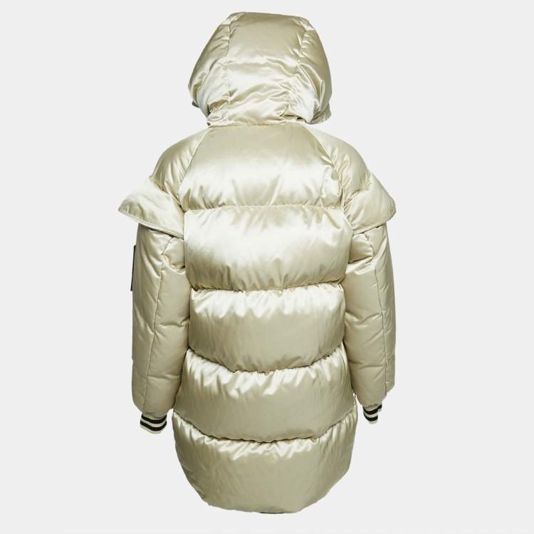 Pre Owned Off-White Cream Synthetic Quilted Down Puffer Jacket S