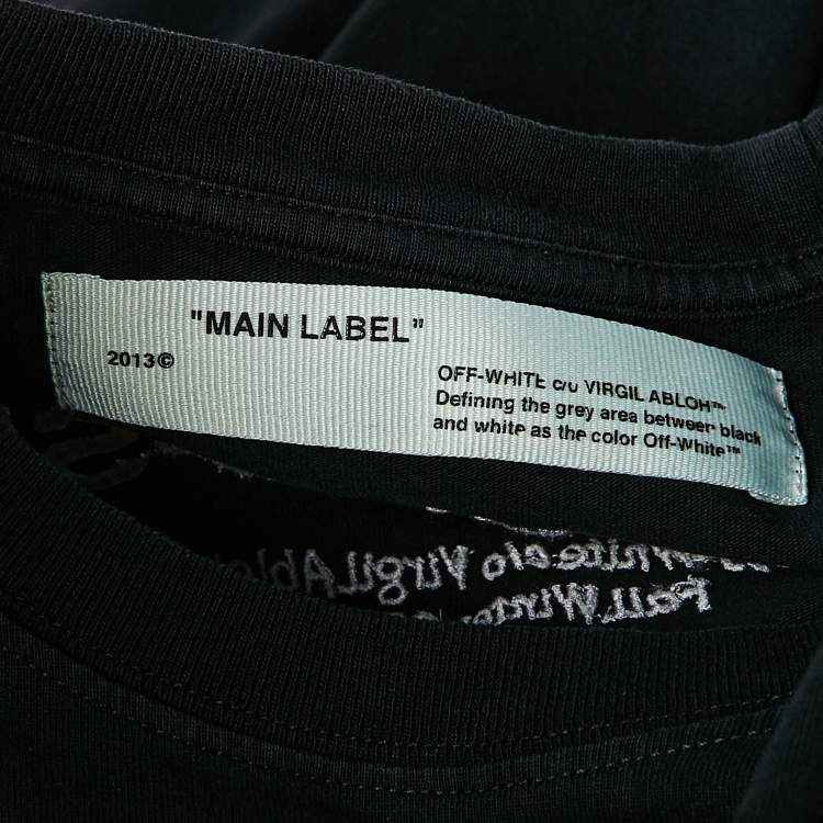 Pre Owned Off-White Black Logo Embroidered Jersey Crew Neck T-Shirt S