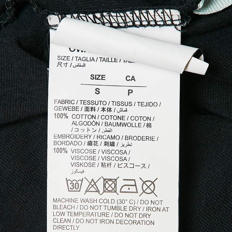 Pre Owned Off-White Black Logo Embroidered Jersey Crew Neck T-Shirt S