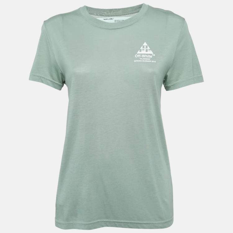 Pre Owned Off-White Green Flower Arrow Jersey T-Shirt XS
