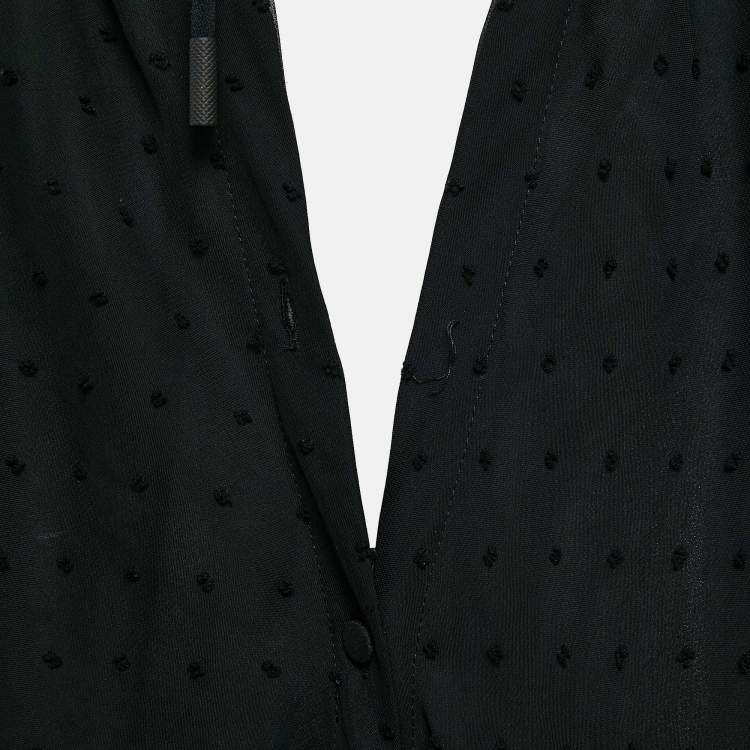 Pre Owned Off-White Black Swiss Dot Crepe Ruffled Wrap Maxi Dress M