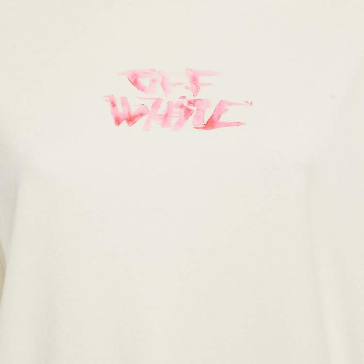 Pre Owned Off-White White Logo Print Jersey Oversized T-Shirt M