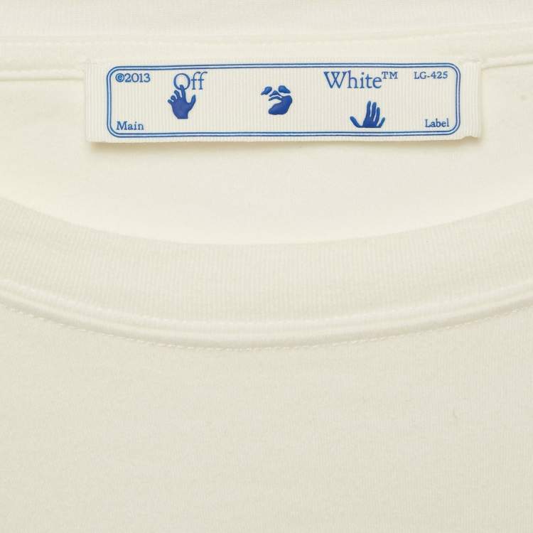 Pre Owned Off-White White Logo Print Jersey Oversized T-Shirt M