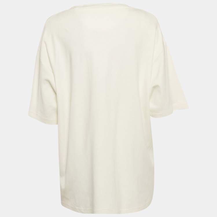 Pre Owned Off-White White Logo Print Jersey Oversized T-Shirt M