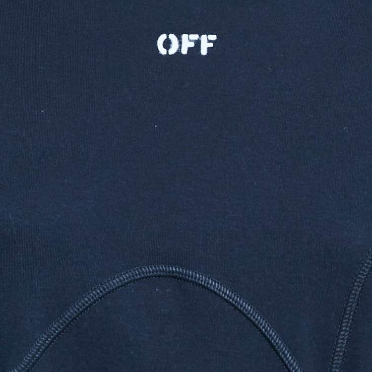 Pre Owned Off-White Navy Blue Cotton Knit Adjustable Waist Short Dress M