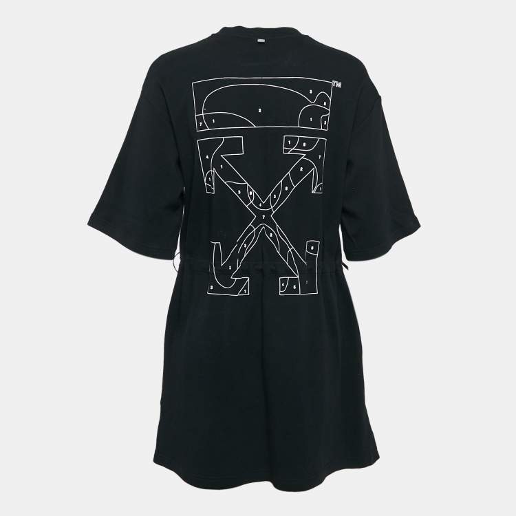 Pre Owned Off-White Black Puzzle Arrow Print Cotton Knit Mini Dress S