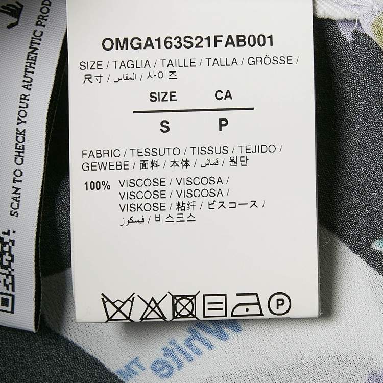 Pre Owned Off-White Check Floral Print Crepe Shirt S