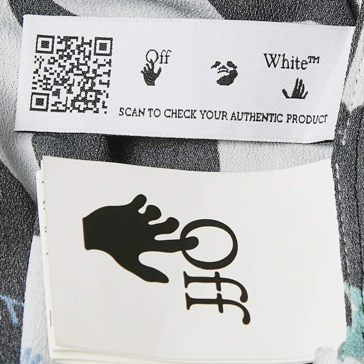 Pre Owned Off-White Check Floral Print Crepe Shirt S