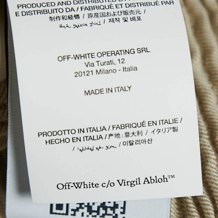Pre Owned Off-White Beige Monogram Linen Blend Applique Detail Shorts S