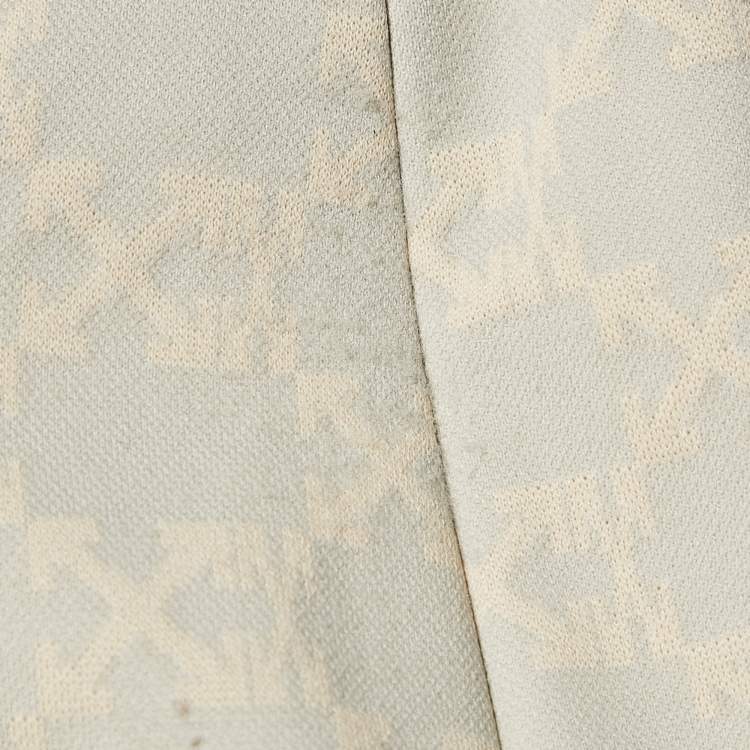 Pre Owned Off-White Neutral Cream Monogram Jersey Slit Detail Leggings XS