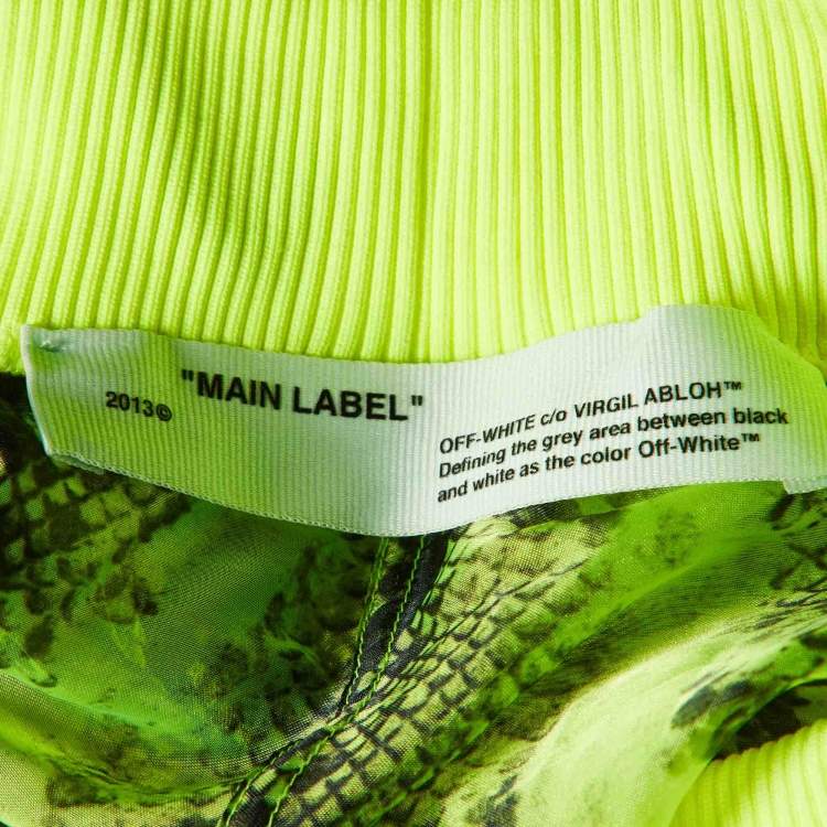 Pre Owned Off-White Neon Yellow Snake Print Organza Sheer Joggers M