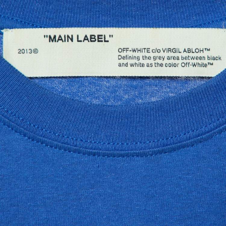Pre Owned Off-White Blue Coral Embroidered Cotton Crew Neck T-Shirt XS