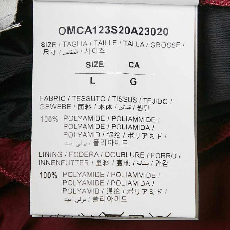 Pre Owned Off-White Dark Red Nylon Zip-Up Detail Joggers L