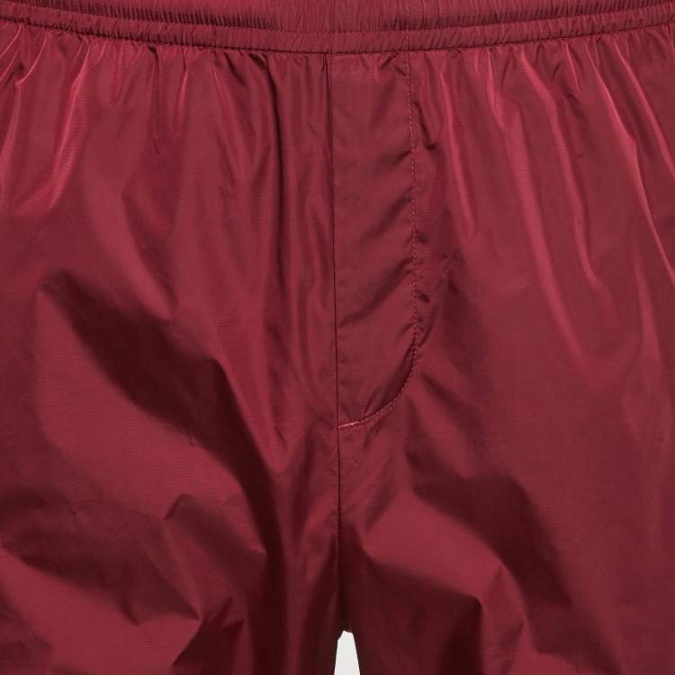 Pre Owned Off-White Dark Red Nylon Zip-Up Detail Joggers L