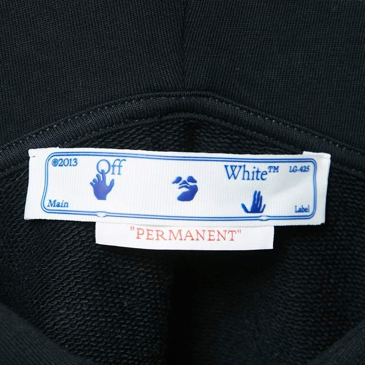 Pre Owned Off-White Black Cotton Hooded Crop Sweatshirt M