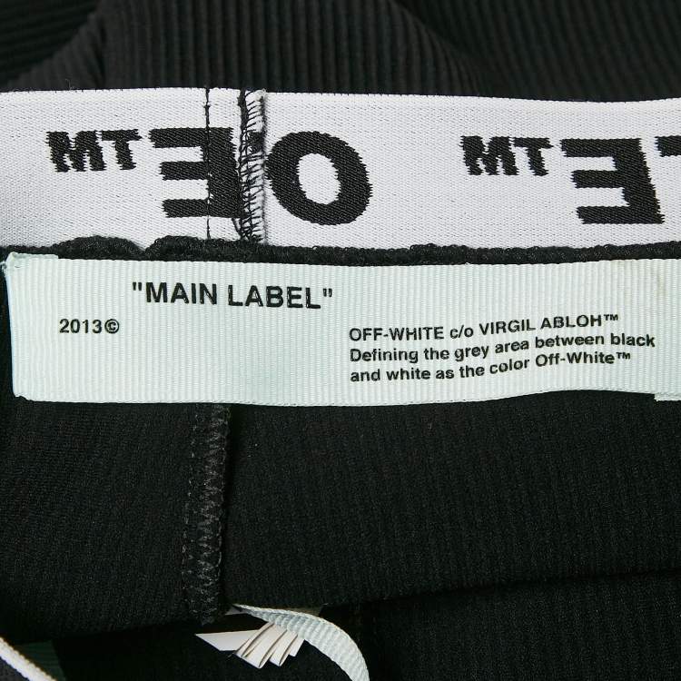 Pre Owned Off-White Black Logo Waistband Stripe Textured Jersey Leggings S