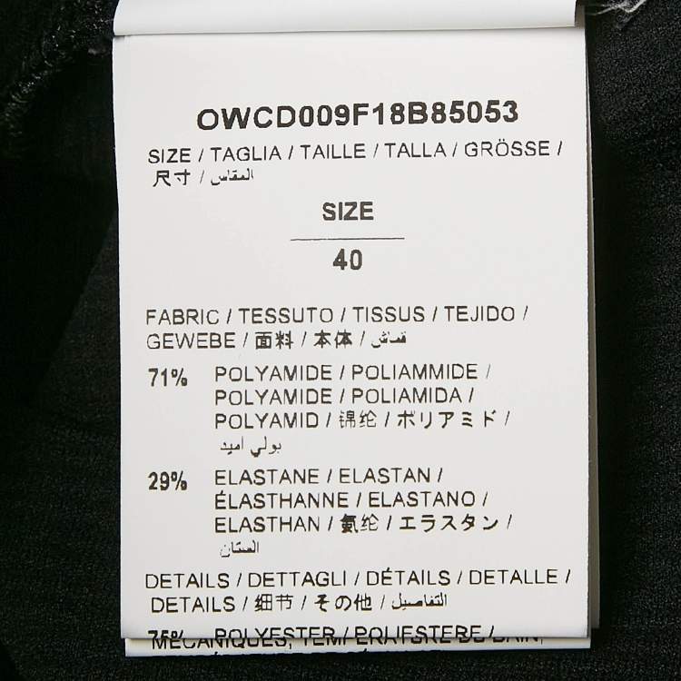 Pre Owned Off-White Black Logo Waistband Stripe Textured Jersey Leggings S