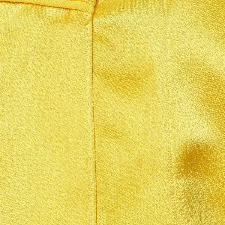 Pre Owned Off-White Yellow Satin Belted Open Front Jacket M