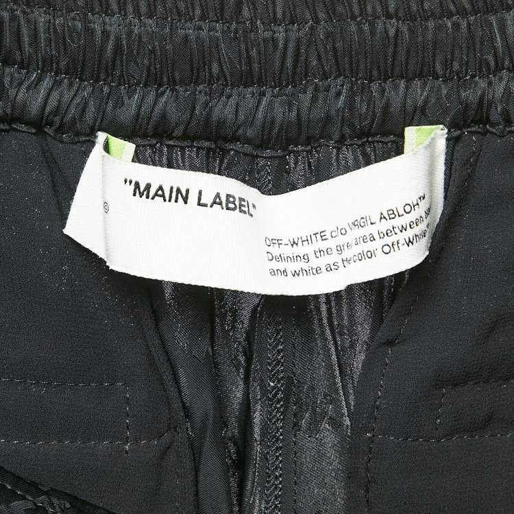 Pre Owned Off-White Black Logo Jacquard Satin Blouse and Pants Set L