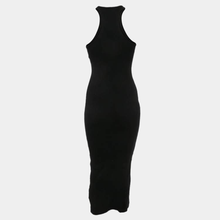 Pre Owned Off-White Black Logo Rib-Knit Midi Tank Dress XS