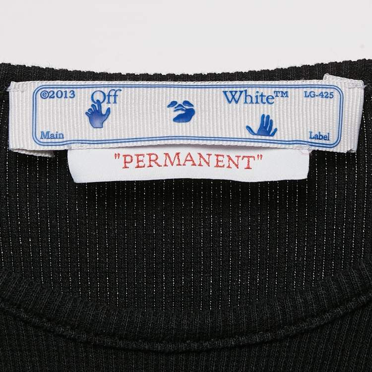 Pre Owned Off-White Black Logo Rib-Knit Midi Tank Dress XS