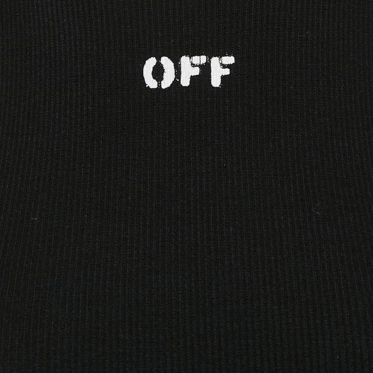 Pre Owned Off-White Black Logo Rib-Knit Midi Tank Dress XS