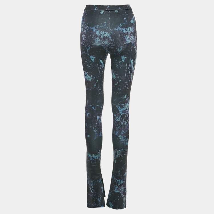 Pre Owned Off-White Black Abstract Print Jersey Flared Leggings S